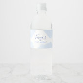 Blauw spatflesetiket, baby shower waterfles etiket (Voorkant)
