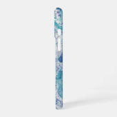 Blauw spatsers aangepast monogram  iPhone 16 hoesje (Linkerkant)