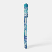 Blauw spatsers aangepast monogram  iPhone 16 hoesje (Rechterkant)