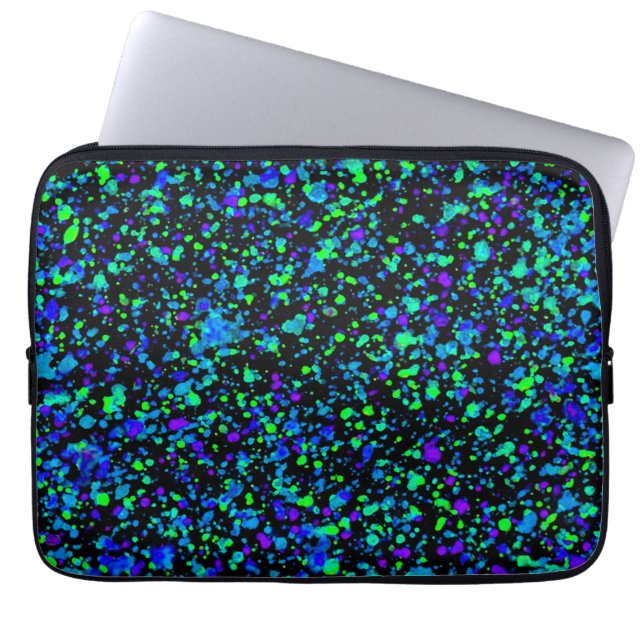 Blauw Spatten - Laptophoes Laptop Sleeve (Voorkant)