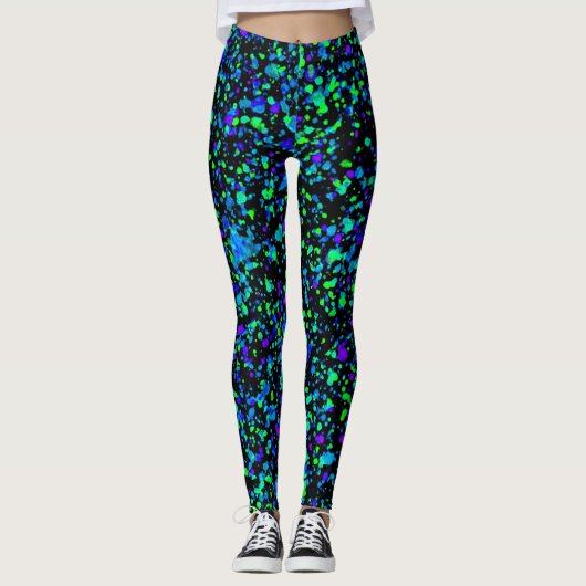 Blauw Spatten - Leggings (Voorkant)