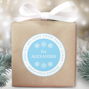 Blauw Speciale Levering van de Noordpool van Kerst Ronde Sticker