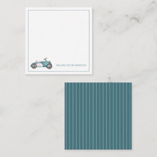 Blauw  Speelgoed Auto gepersonaliseerd Notitiekaartje (Voorkant / Achterkant)