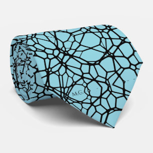 Blauw Speelse Eigenzinnige Geometrische Linnear Mo Stropdas