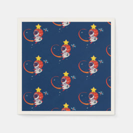 Blauw Speelse Outer Space Astronaut Verjaardagsfee Servet