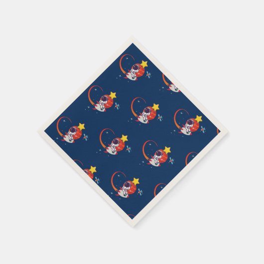 Blauw Speelse Outer Space Astronaut Verjaardagsfee Servet (Hoek)
