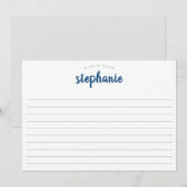 Blauw Speelse Script, Gelijnd Groot Plat Notitiekaartje (Voorkant / Achterkant)