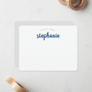 Blauw Speelse Script Persoonlijke Plat Notitiekaartje
