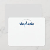 Blauw Speelse Script Persoonlijke Plat Notitiekaartje (Voorkant / Achterkant)