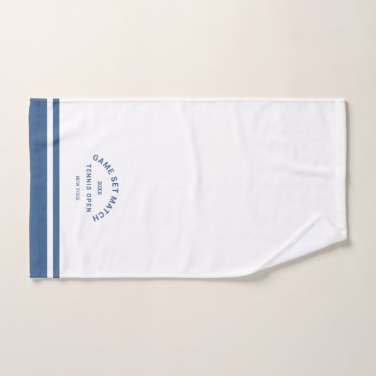 Blauw spel Set Match Crest Stripe Tennis Handdoek (Handdoek)