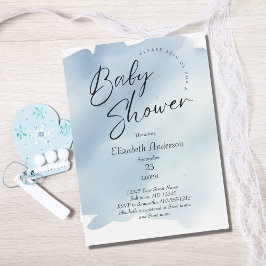 Blauw Spetter Was Waterverf Jongens Babyfeest  Kaart