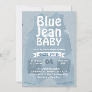 Blauw spijkerbaby denim babyfeestje kaart