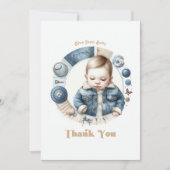 Blauw spijkerbaby Ruwe denim Bedankkaart (Voorkant)
