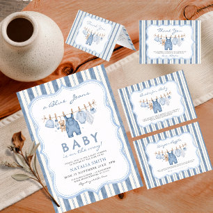 Blauw Spijkerbaby Western Denim Bedanktkaart Bedankkaart