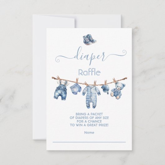 Blauw Spijkerbroek Baby Denim Luier Raffle Kaart (Voorkant)