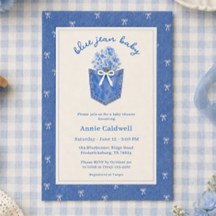 Blauw Spijkerbroek Baby Denim Witte Strik Baby Sho Kaart