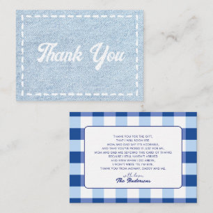 Blauw Spijkerbroek Baby Jongens Baby Shower Bedank Notitiekaartje