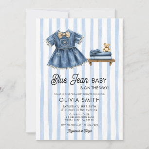 Blauw spijkerbroek baby meisje denim baby shower u kaart