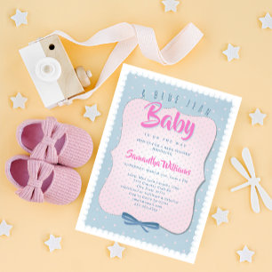 Blauw spijkerbroek baby roze schattig denim meisje kaart