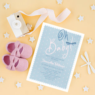 Blauw spijkerbroek baby roze stippen denim meisje kaart