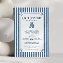 Blauw Spijkerbroek Baby Shower Donkere Kuststreep