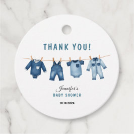 Blauw Spijkerbroek Baby Shower Feest - Denim Thema Bedankjes Labels