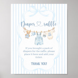 Blauw spijkerbroek baby shower jongen moderne stre poster