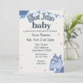 Blauw Spijkerbroek Baby Shower Kaart (Staand voorkant)