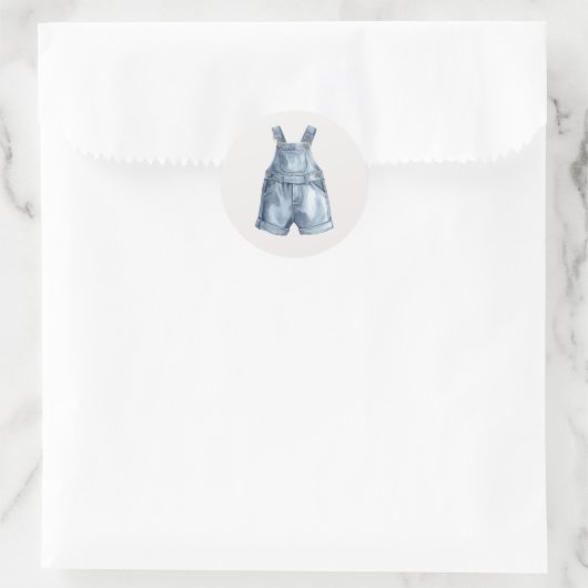 Blauw spijkerbroek baby shower simpele envelop sti ronde sticker (Tas)