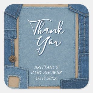Blauw Spijkerbroek Baby Spijkerbroek Thema Baby Bo Vierkante Sticker