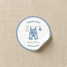 Blauw Spijkerbroek Denim Baby Shower Bedankt