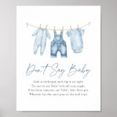 Blauw spijkerbroek denim babyfeestje 'zeg niet bab poster (Voorkant)