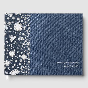 Blauw Spijkerbroek Denim & Diamanten Bling Diamant Gastenboek