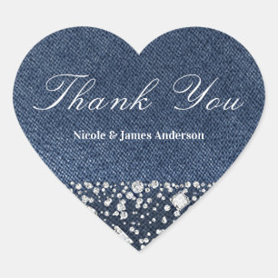 Blauw Spijkerbroek Denim & Diamanten Bling Diamant Hart Sticker