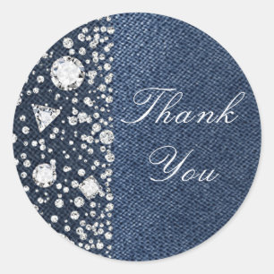 Blauw Spijkerbroek Denim & Diamanten Bling Diamant Ronde Sticker