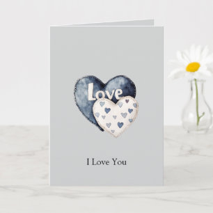 Blauw Spijkerbroek Denim Harten Liefde Kaart