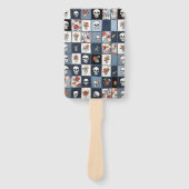 Blauw spijkerbroek denim patchwork schedels en blo handwaaier (Voorkant)