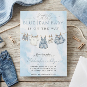 Blauw spijkerbroek denim rustieke westerse babysho kaart