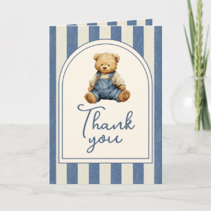 Blauw spijkerbroek denim teddybeer foto verjaardag bedankkaart