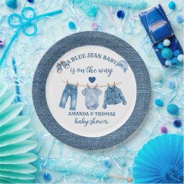 Blauw Spijkerbroek Jongen Baby Borrel Papieren Bordje