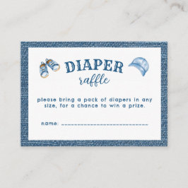 Blauw Spijkerbroek Jongen Baby Shower Luier Raffle Informatiekaartje