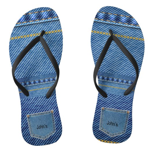 Blauw spijkerbroek look teenslippers (Voetbed)