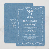 Blauw spijkerbroekje baby denim baby shower jongen kaart (Voorkant / Achterkant)