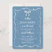 Blauw spijkerbroekje baby denim baby shower jongen kaart (Voorkant)