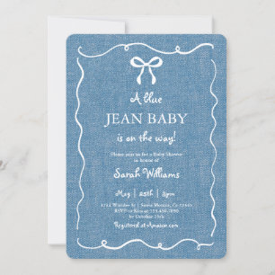 Blauw spijkerbroekje baby denim baby shower jongen kaart