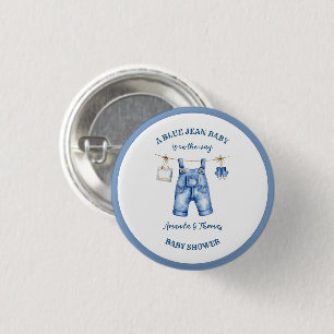 Blauw spijkerdenim baby shower favor ronde button 3,2 cm