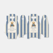 Blauw spijkerdenim teddybeer babyshower bedankdoosjes (Uitgevouwen)