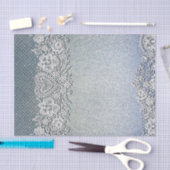Blauw spijkergoed en witte hart kant bruiloftsshow tissuepapier (Craft)