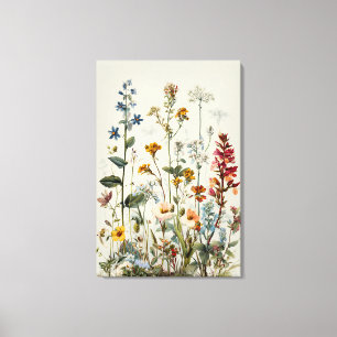 Blauw Spike Wildflower Boeket Canvas Afdruk