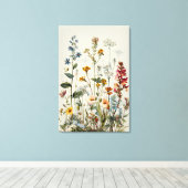 Blauw Spike Wildflower Boeket Canvas Afdruk (Insitu (Houten vloer))
